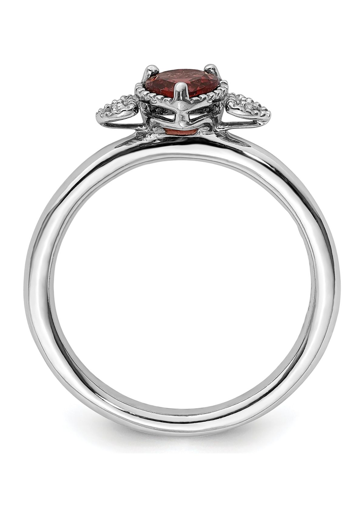 1/2 ct. t.w. Garnet and 0.01 ct. t.w. Diamond Stackable Expressions Hearts Ring in Sterling Silver
