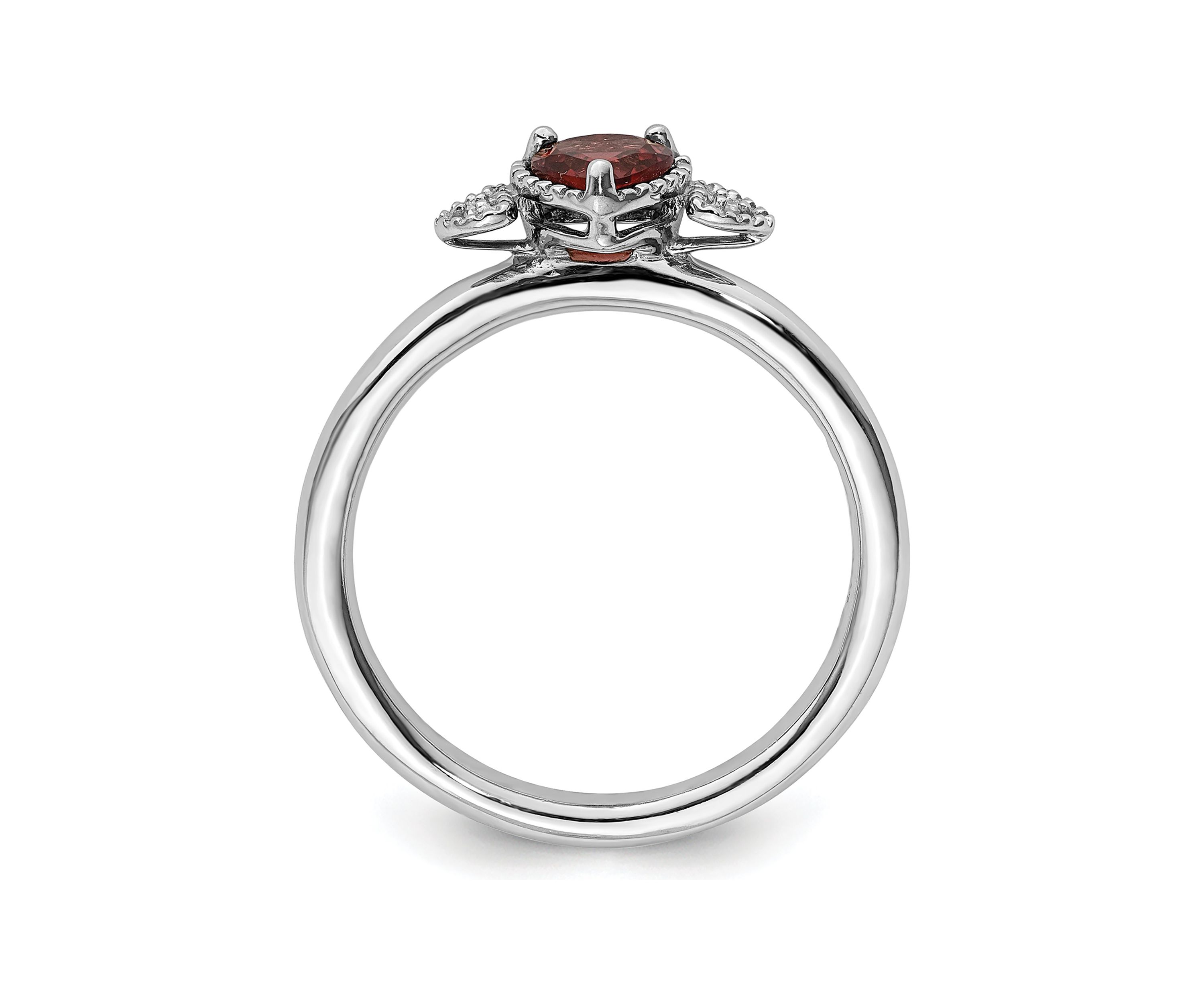 1/2 ct. t.w. Garnet and 0.01 ct. t.w. Diamond Stackable Expressions Hearts Ring in Sterling Silver