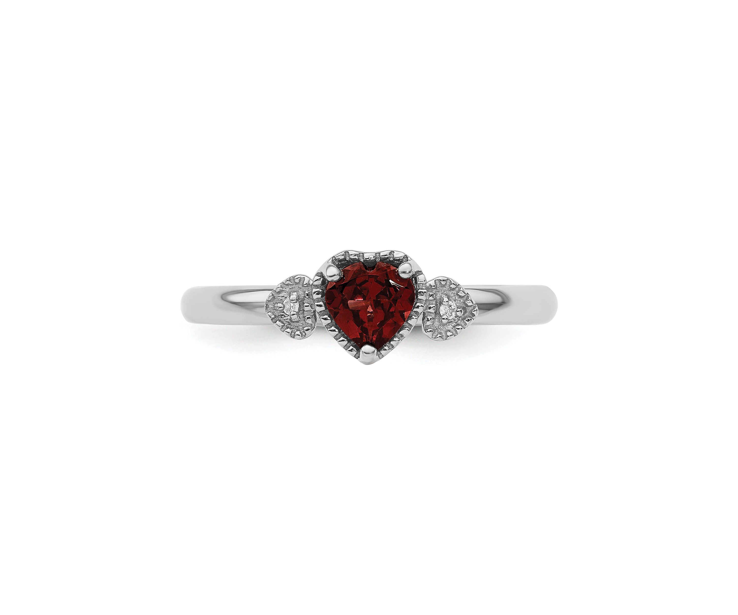 1/2 ct. t.w. Garnet and 0.01 ct. t.w. Diamond Stackable Expressions Hearts Ring in Sterling Silver