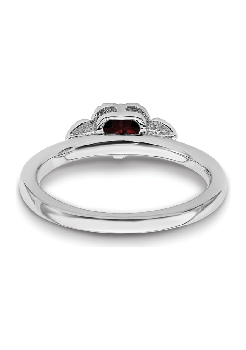 1/2 ct. t.w. Garnet and 0.01 ct. t.w. Diamond Stackable Expressions Hearts Ring in Sterling Silver