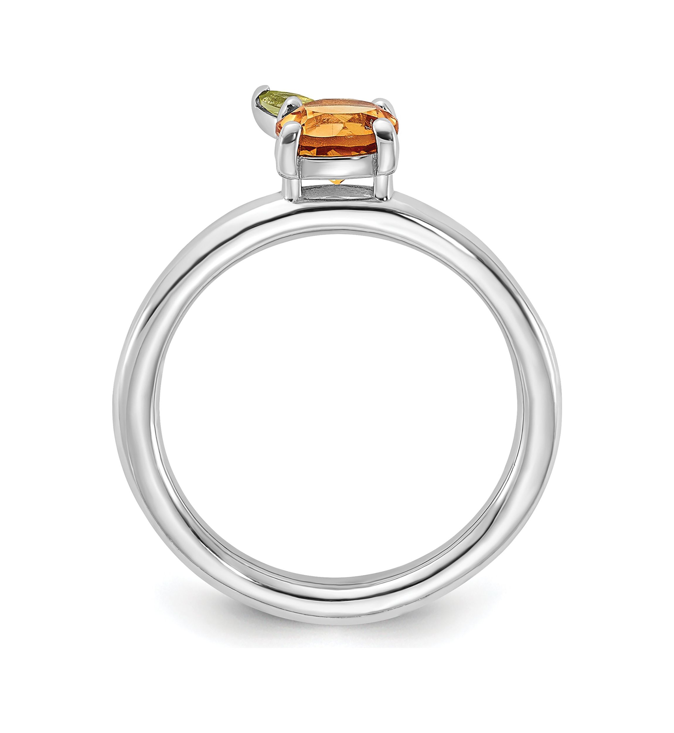 7/8 ct. t.w. Citrine and Peridot Stackable Expressions Rhodium-plated Orange Ring in Sterling Silver