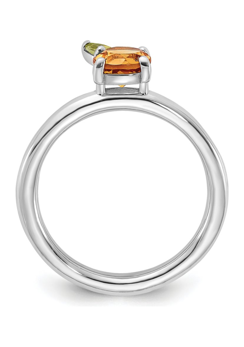7/8 ct. t.w. Citrine and Peridot Stackable Expressions Rhodium-plated Orange Ring in Sterling Silver