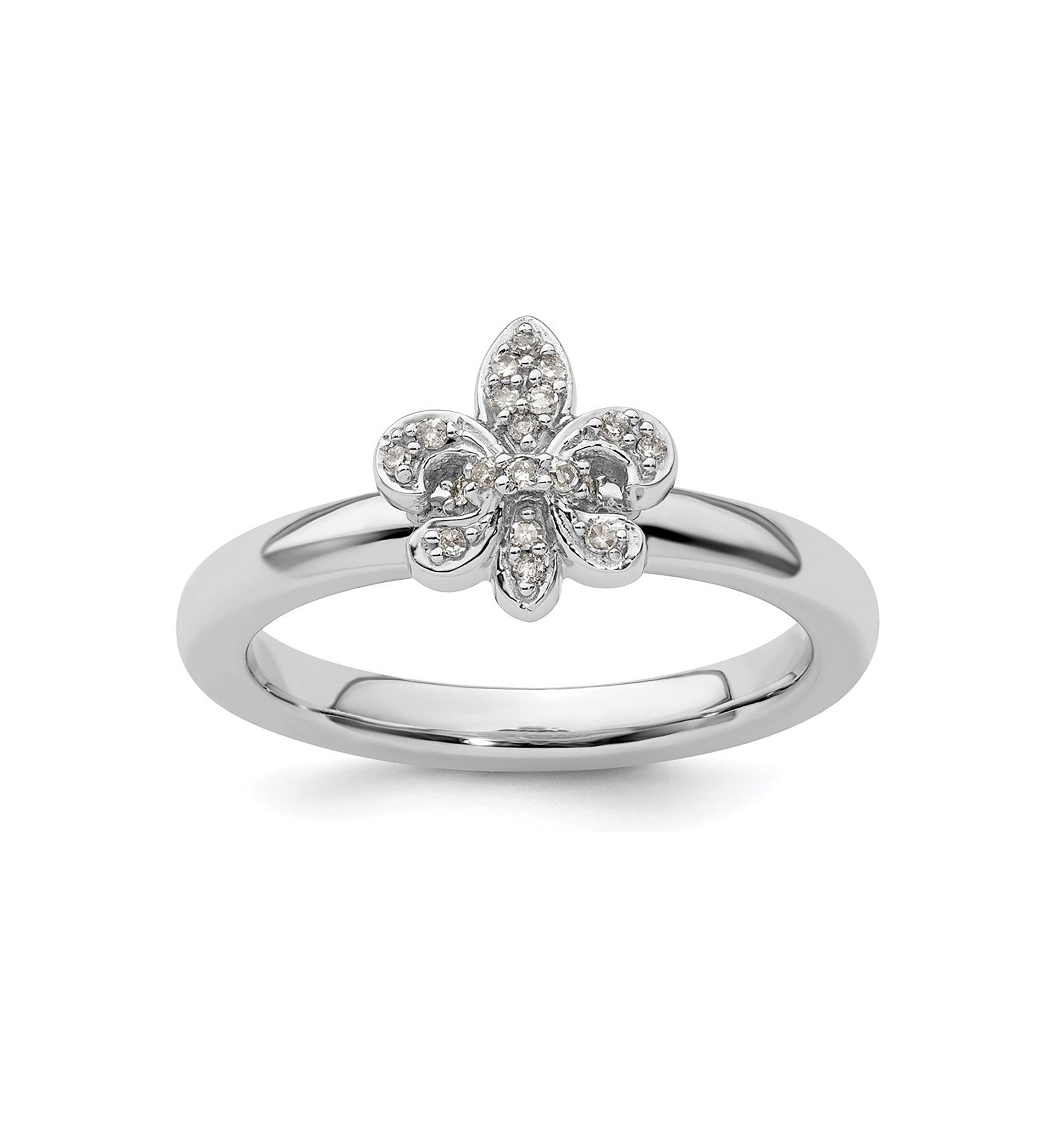 1/10 ct. t.w. Diamond Stackable Expressions Fleur De Lis Ring in Sterling Silver