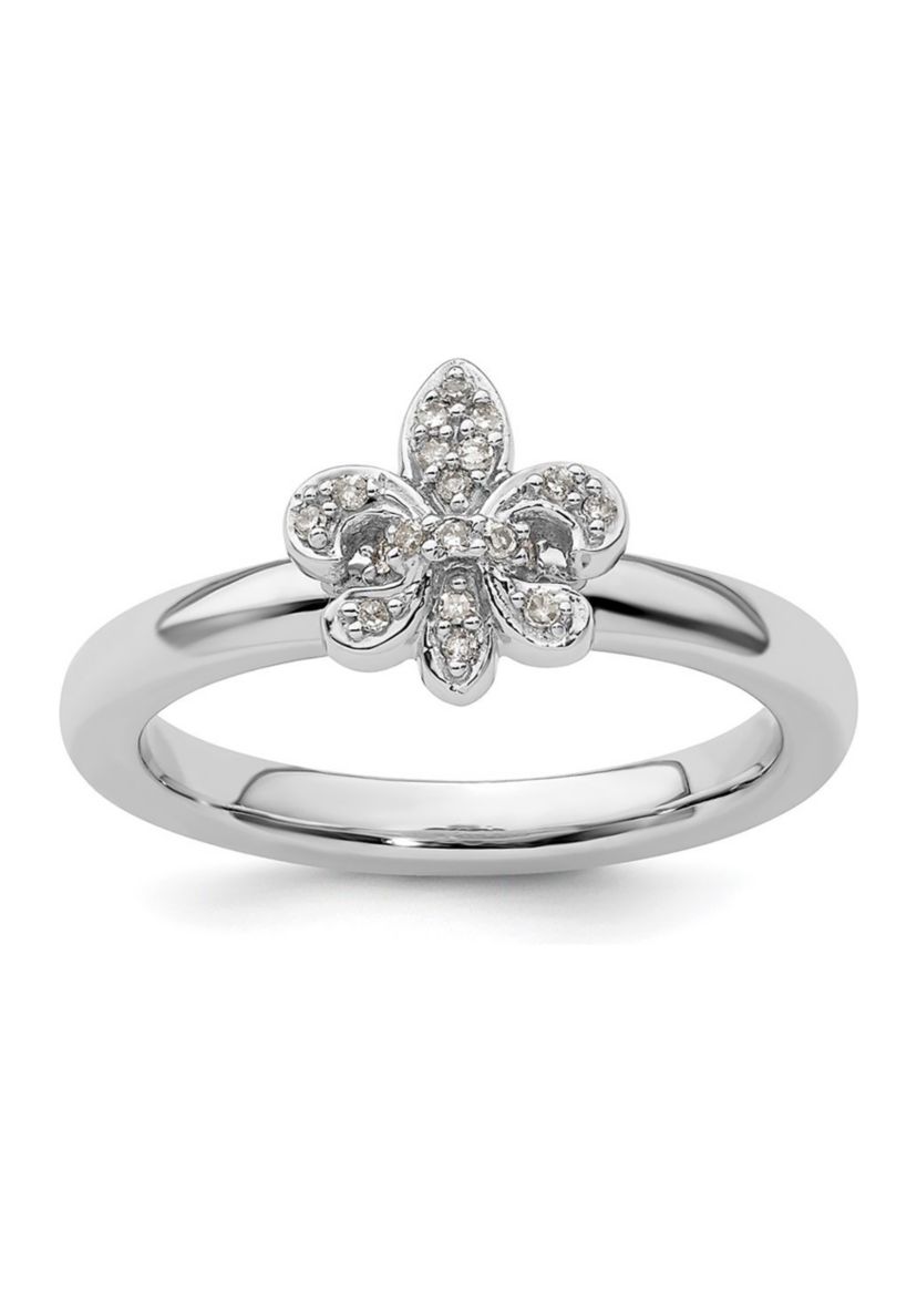 1/10 ct. t.w. Diamond Stackable Expressions Fleur De Lis Ring in Sterling Silver