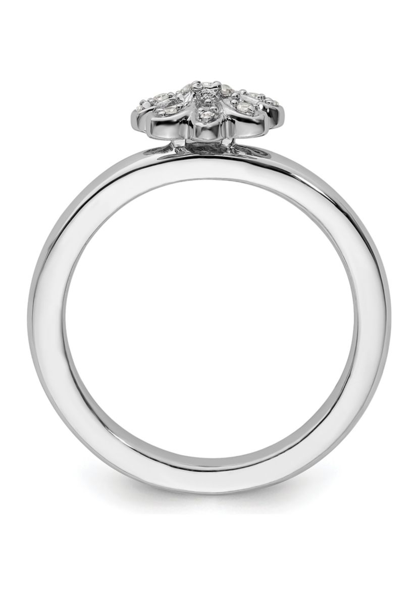 1/10 ct. t.w. Diamond Stackable Expressions Fleur De Lis Ring in Sterling Silver