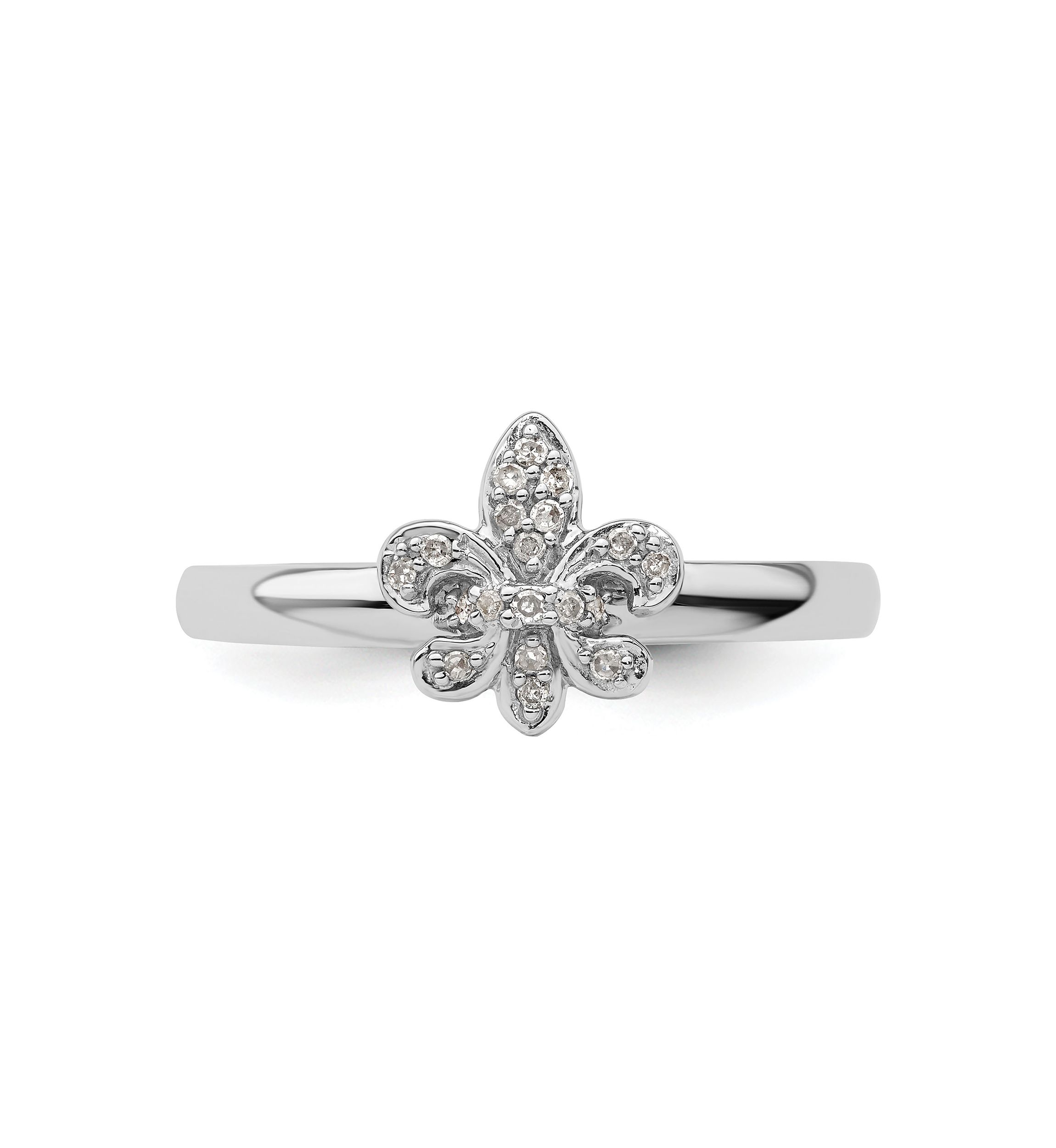 1/10 ct. t.w. Diamond Stackable Expressions Fleur De Lis Ring in Sterling Silver