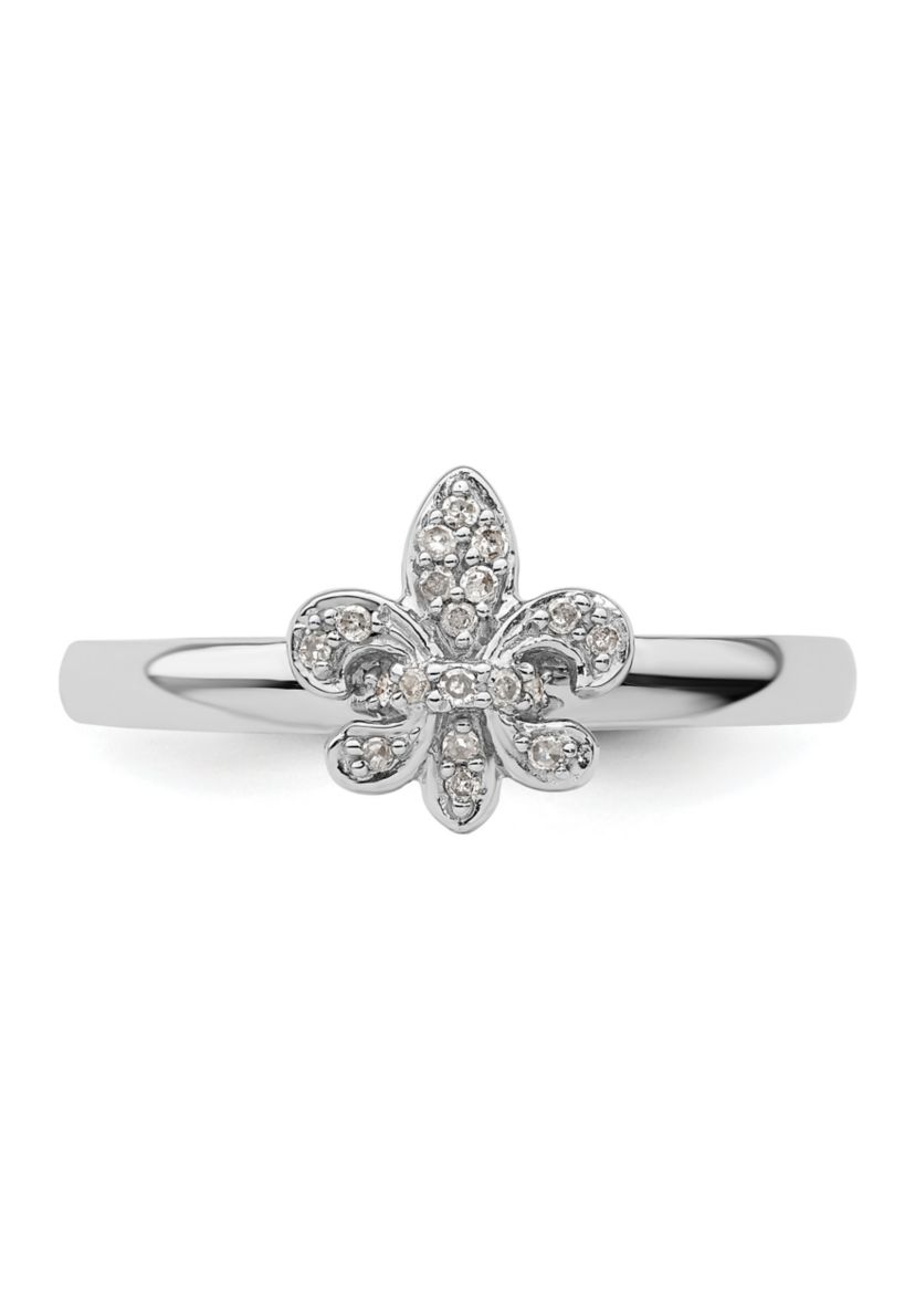 1/10 ct. t.w. Diamond Stackable Expressions Fleur De Lis Ring in Sterling Silver