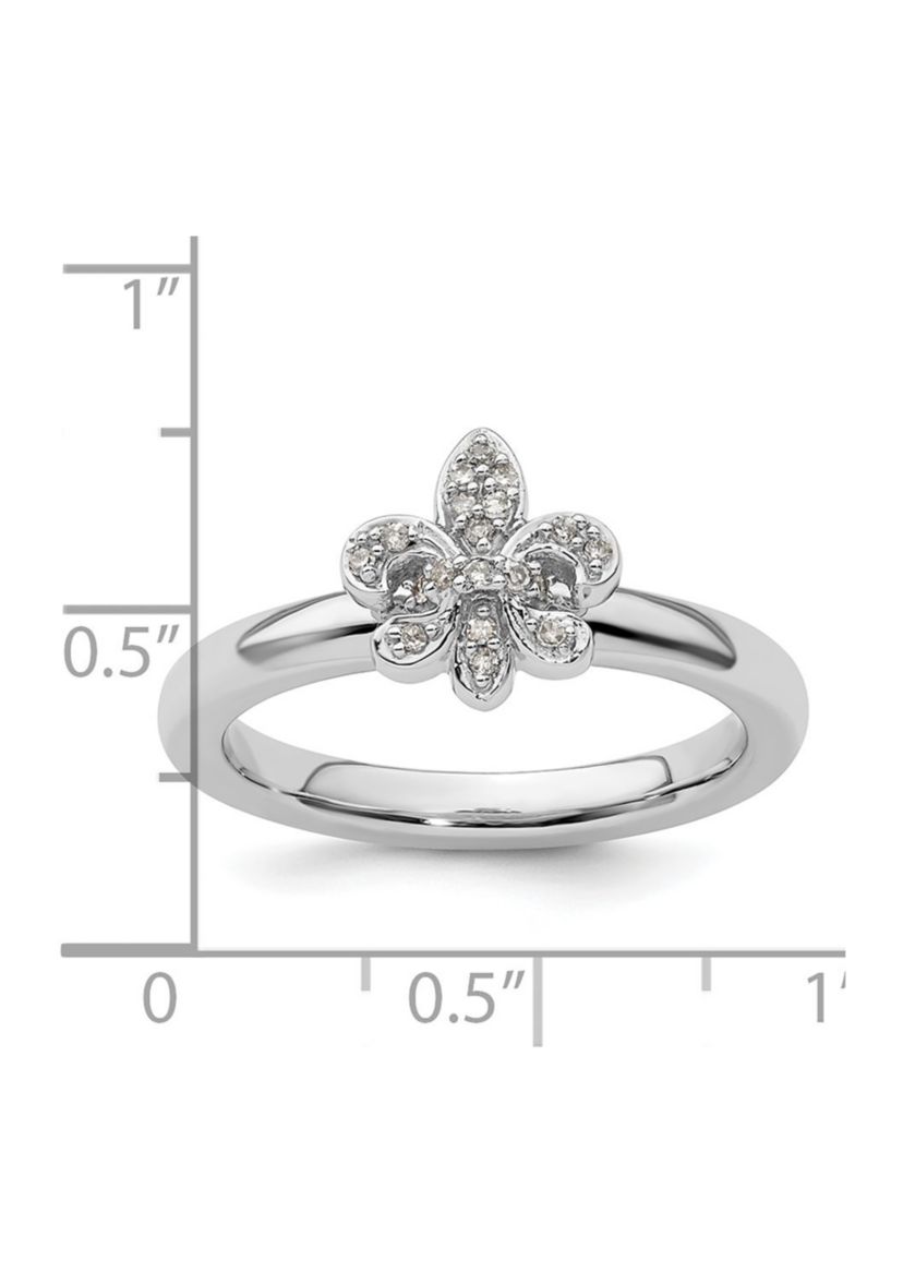 1/10 ct. t.w. Diamond Stackable Expressions Fleur De Lis Ring in Sterling Silver