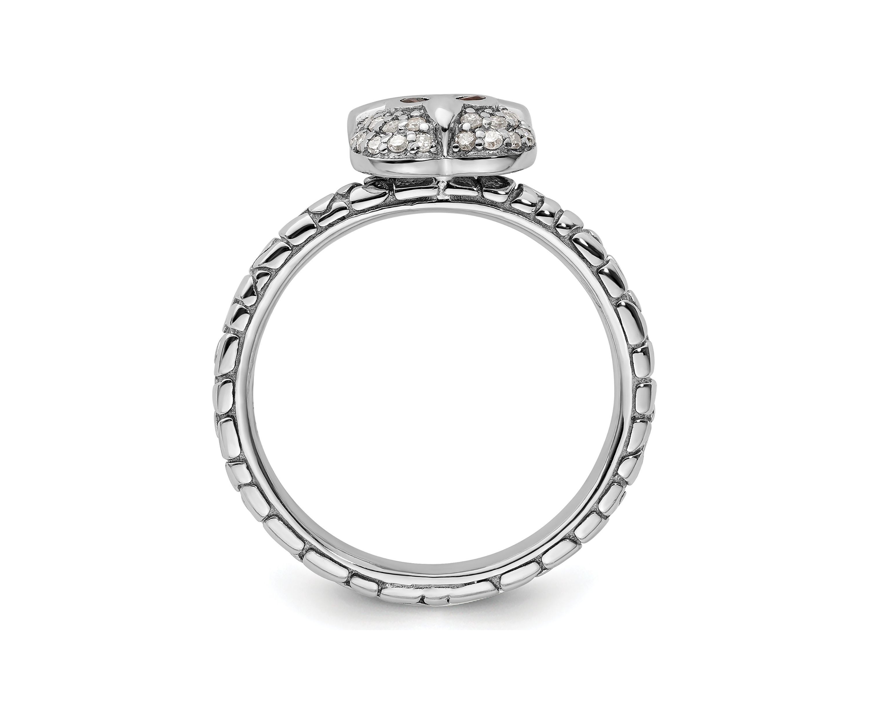 0.036 ct. t.w. Garnet and 1/8 ct. t.w. Diamond Stackable Expressions Owl Ring in Sterling Silver
