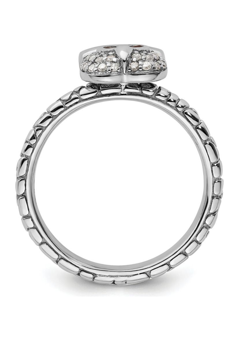 0.036 ct. t.w. Garnet and 1/8 ct. t.w. Diamond Stackable Expressions Owl Ring in Sterling Silver