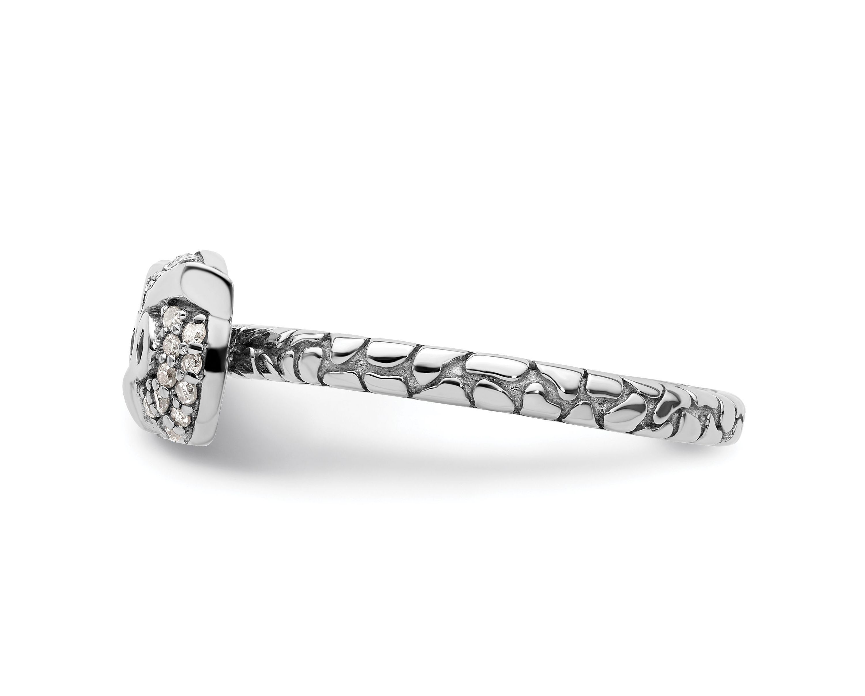 0.036 ct. t.w. Garnet and 1/8 ct. t.w. Diamond Stackable Expressions Owl Ring in Sterling Silver