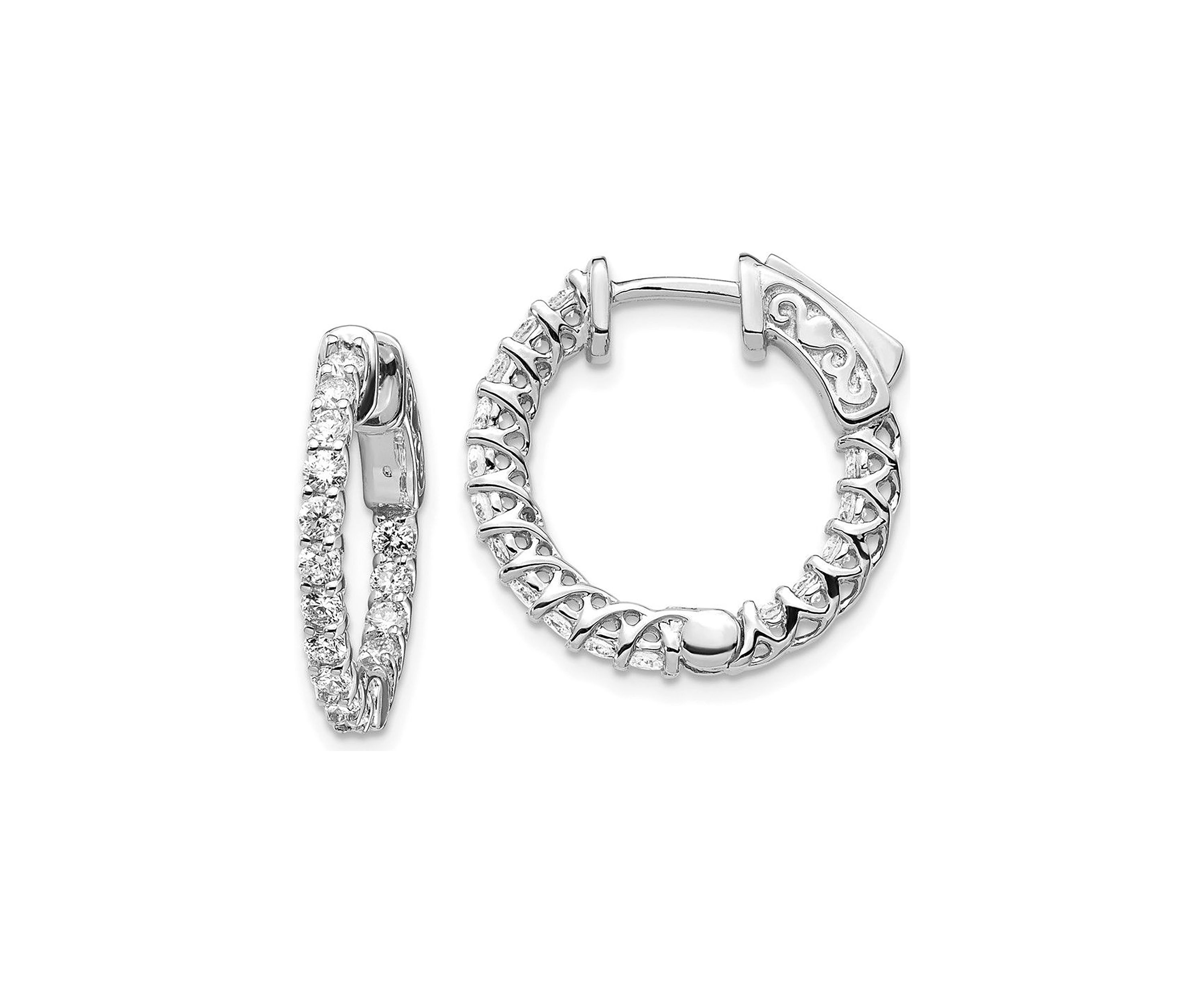 1.12 ct. t.w. Diamond Hoop Earrings in 14K Gold
