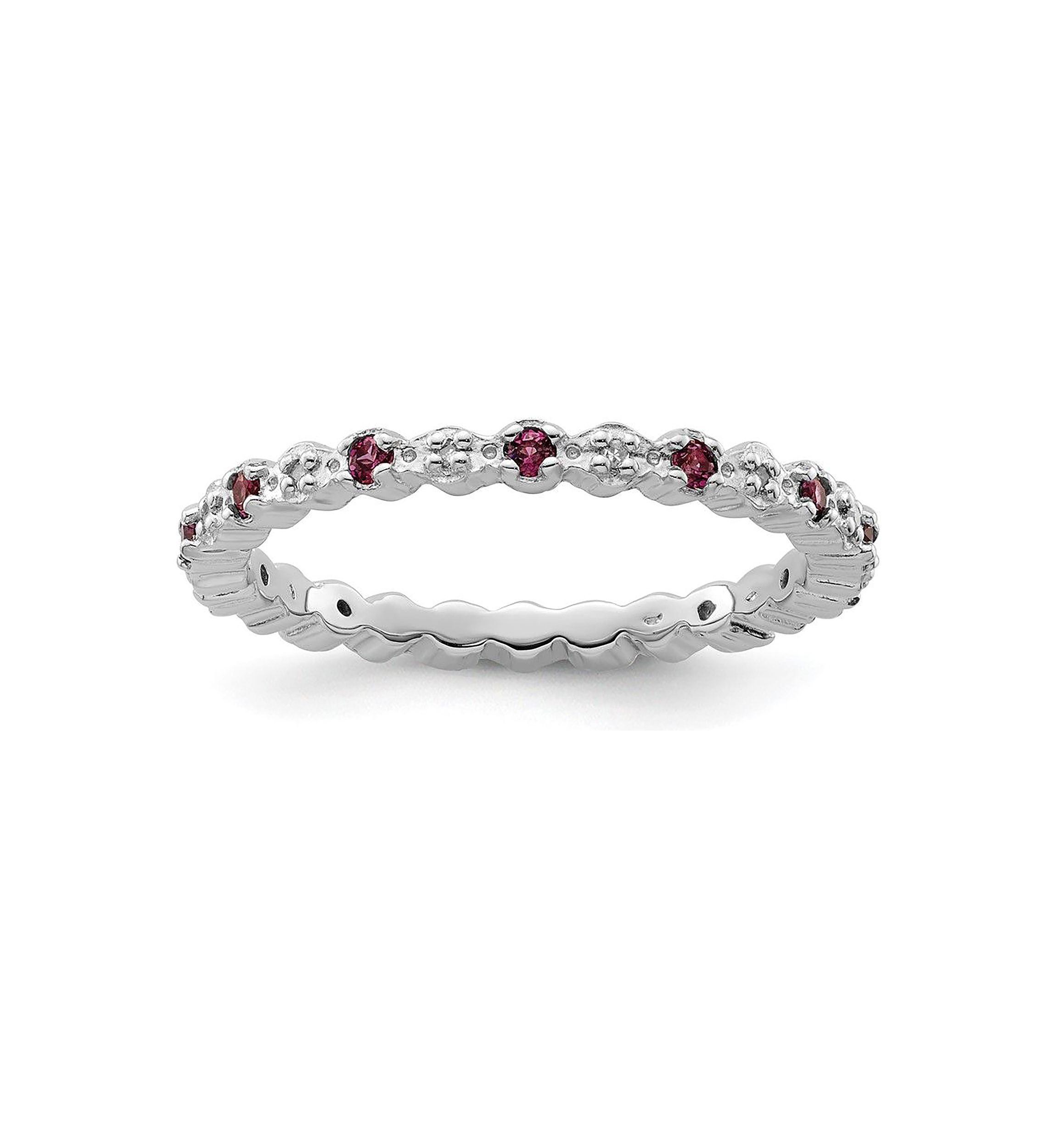 1/3 ct. t.w. Garnet and 1/10 ct. t.w. Diamond Rhodium Plated Ring in Sterling Silver