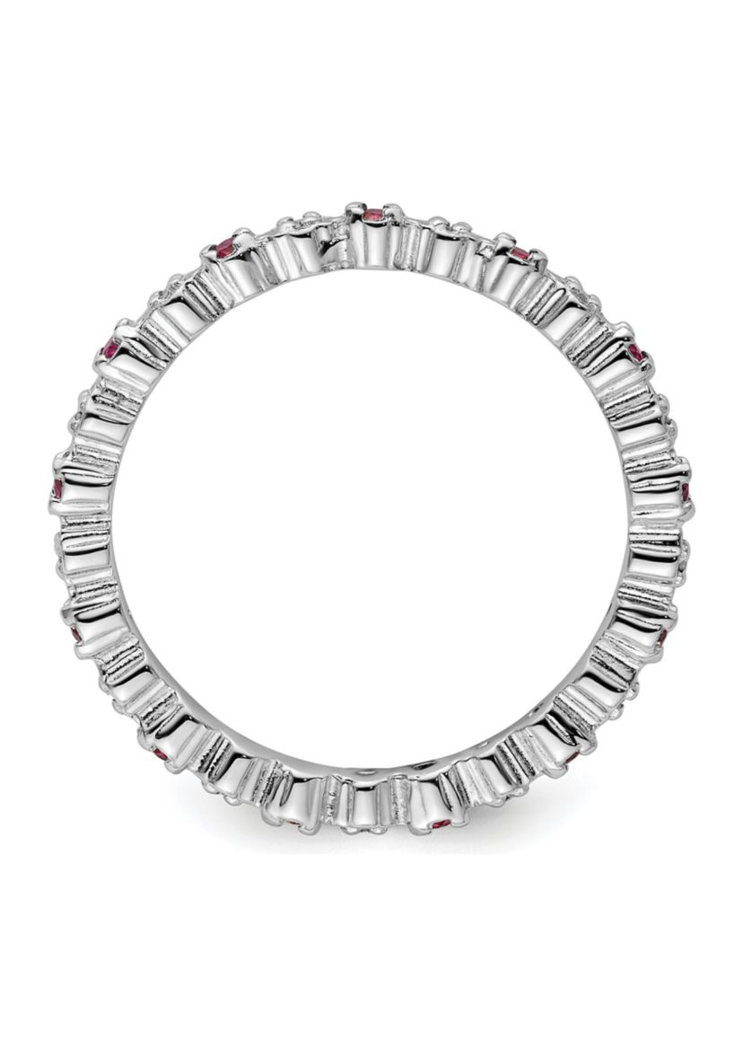 1/3 ct. t.w. Garnet and 1/10 ct. t.w. Diamond Rhodium Plated Ring in Sterling Silver