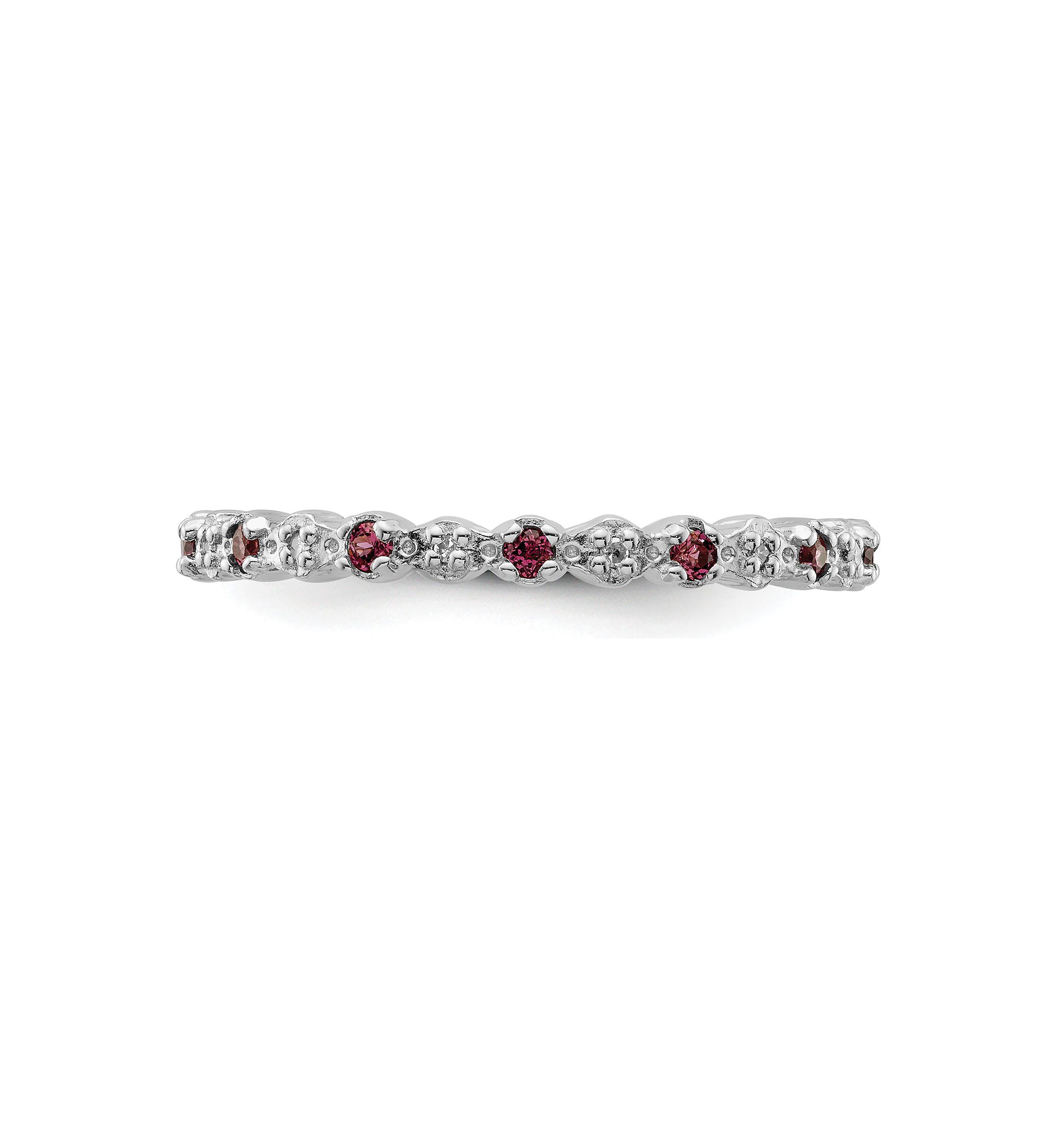 1/3 ct. t.w. Garnet and 1/10 ct. t.w. Diamond Rhodium Plated Ring in Sterling Silver