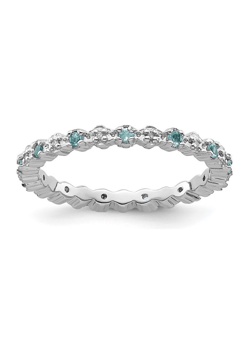 1/4 ct. t.w. Blue Topaz and 1/10 ct. t.w. Diamond Stackable Expressions Ring in Sterling Silver