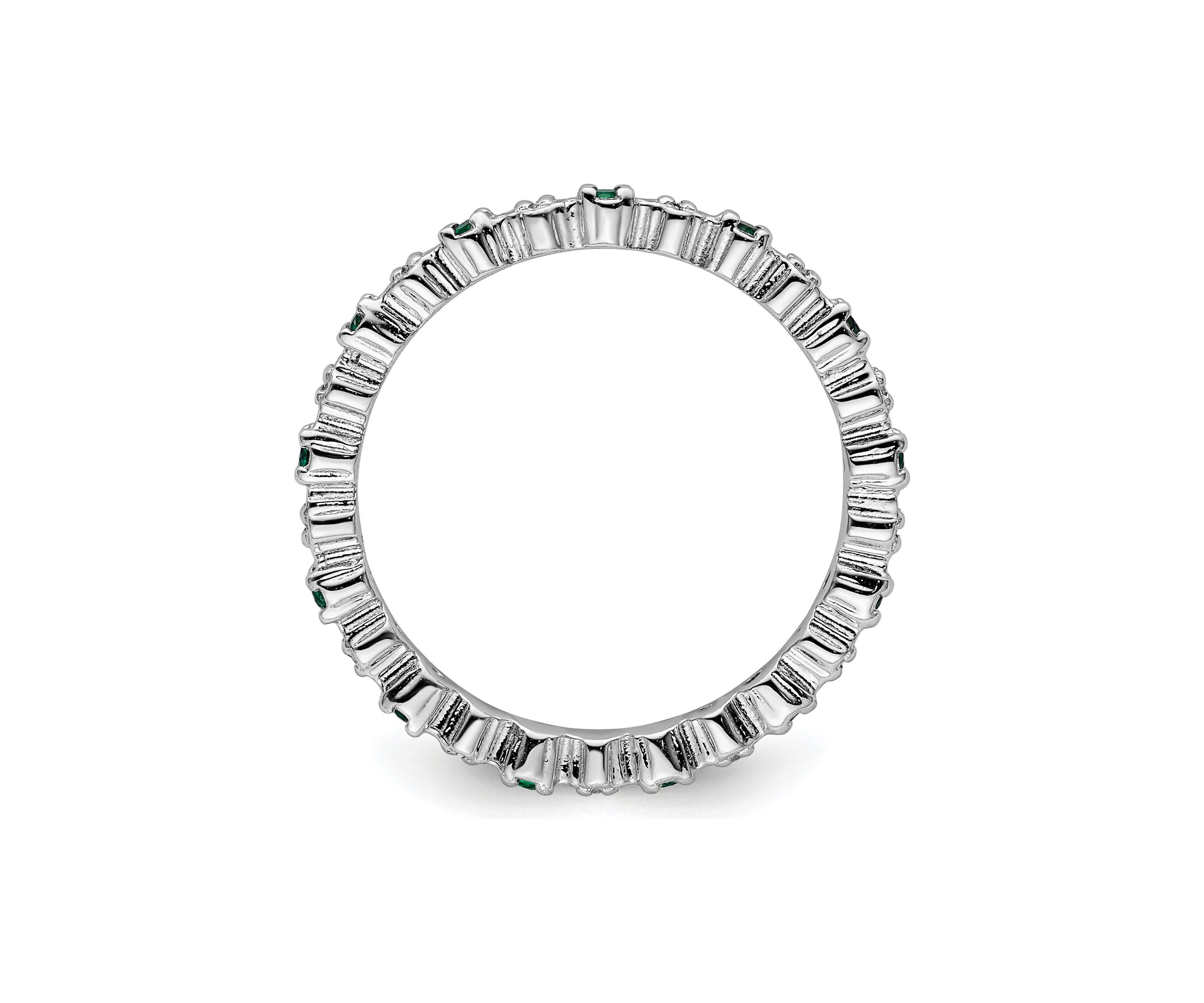 Lab Created 1/6 ct. t.w. Created Emerald and 0.04 ct. t.w. Diamond Stackable Expressions Ring in Sterling Silver