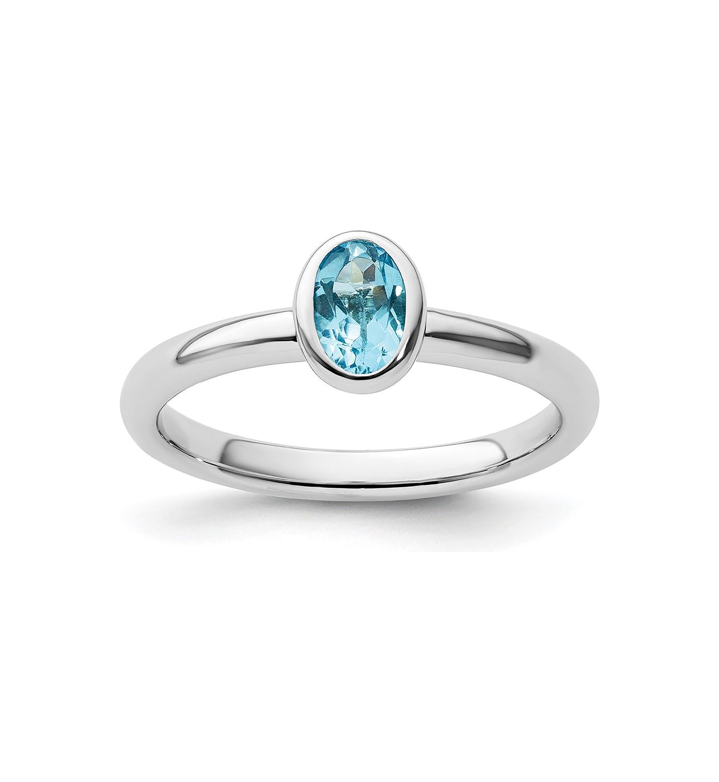 1/2 ct. t.w. Oval Blue Topaz Stackable Expressions Ring in Sterling Silver