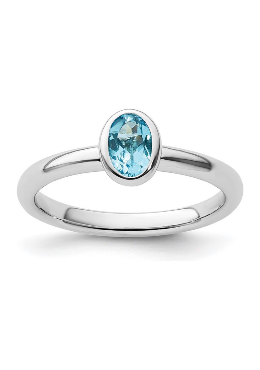 1/2 ct. t.w. Oval Blue Topaz Stackable Expressions Ring in Sterling Silver