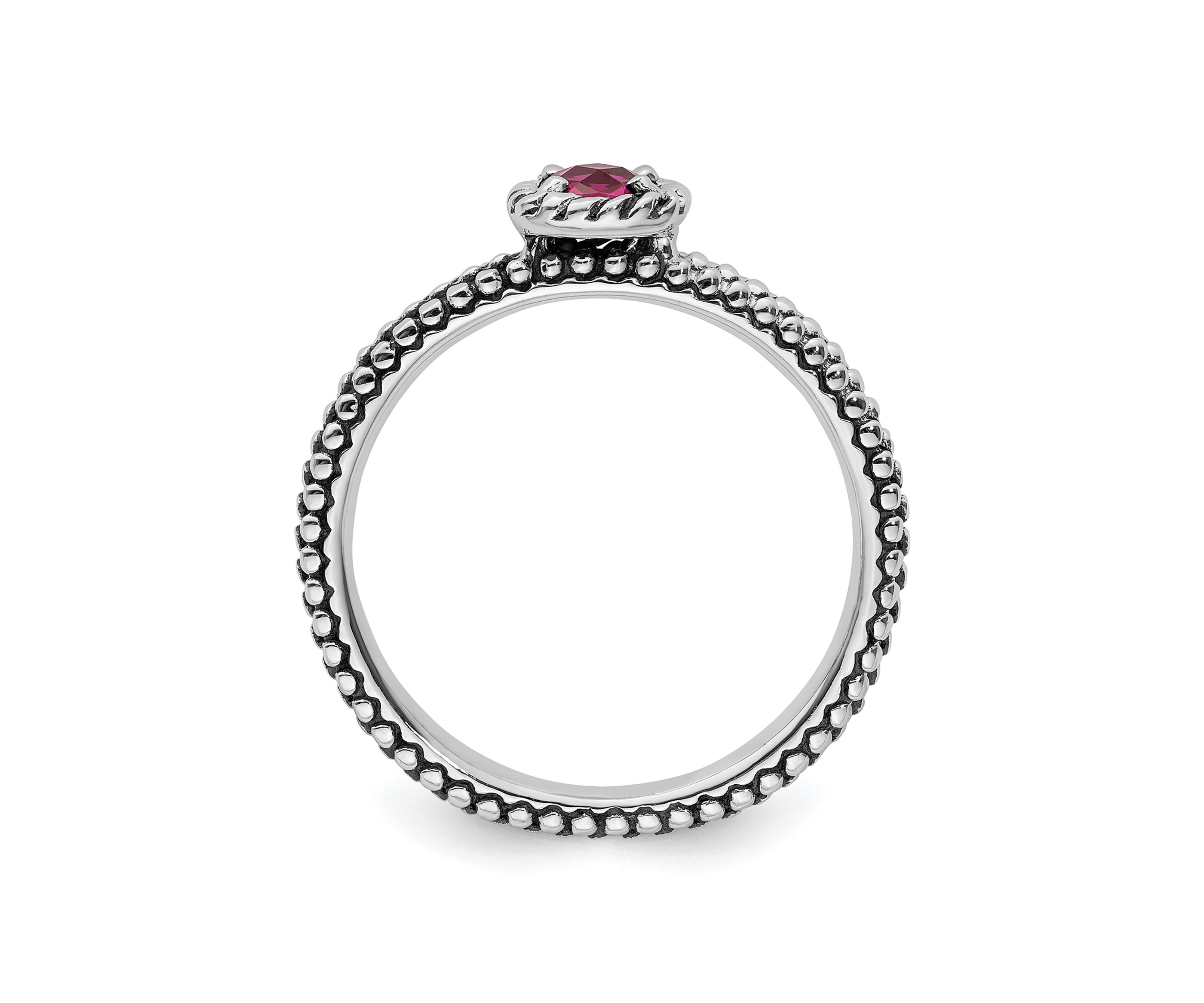 Lab Created 1/3 ct. t.w. Checker-cut Created Ruby Antiqued Stackable Expressions Ring in Sterling Silver