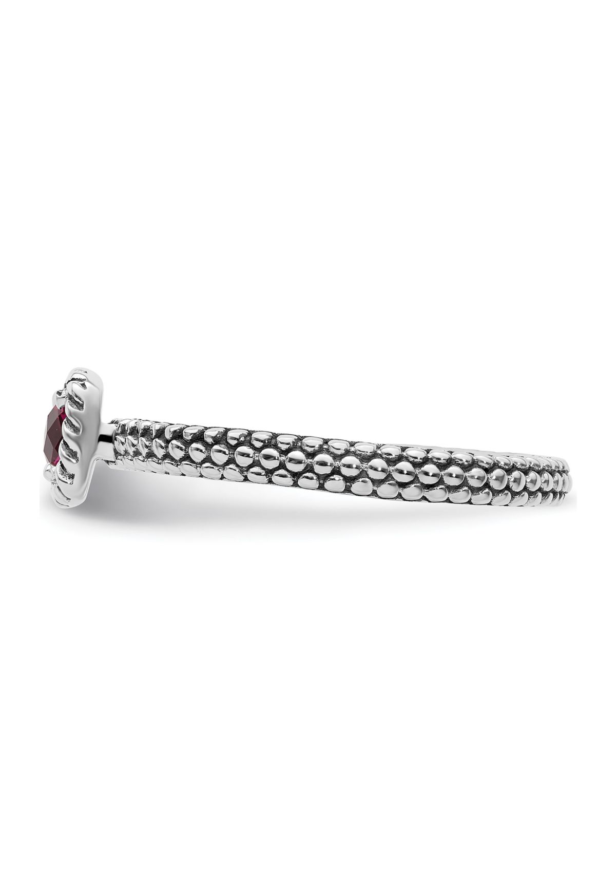 Lab Created 1/3 ct. t.w. Checker-cut Created Ruby Antiqued Stackable Expressions Ring in Sterling Silver