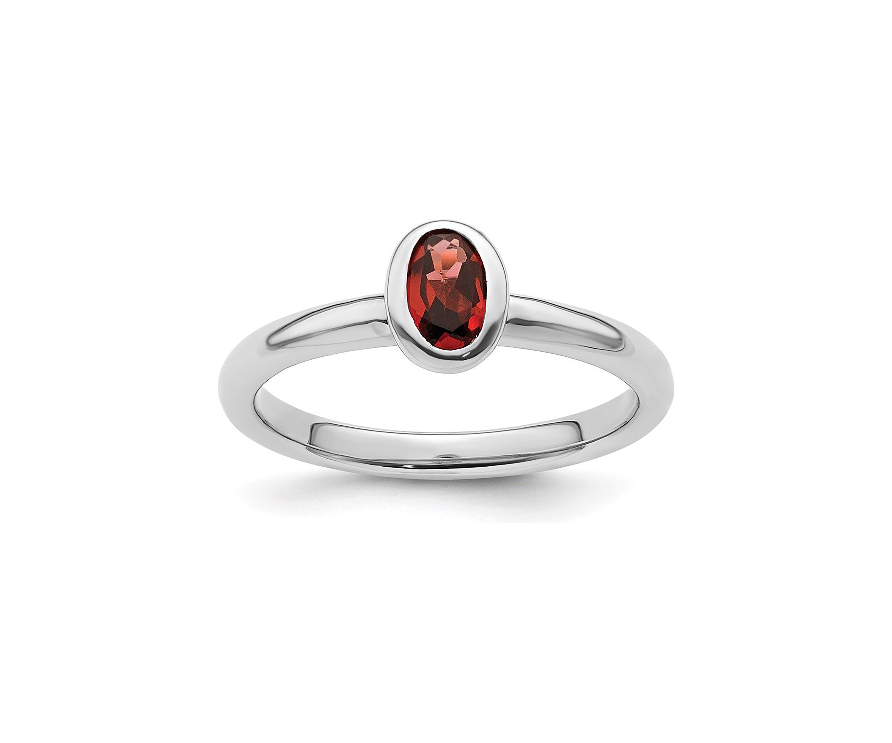 1/2 ct. t.w. Oval Garnet Stackable Expressions Ring in Sterling Silver