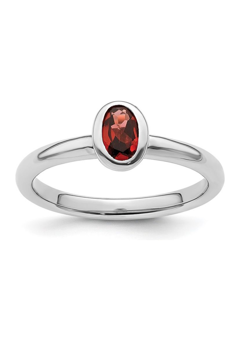 1/2 ct. t.w. Oval Garnet Stackable Expressions Ring in Sterling Silver
