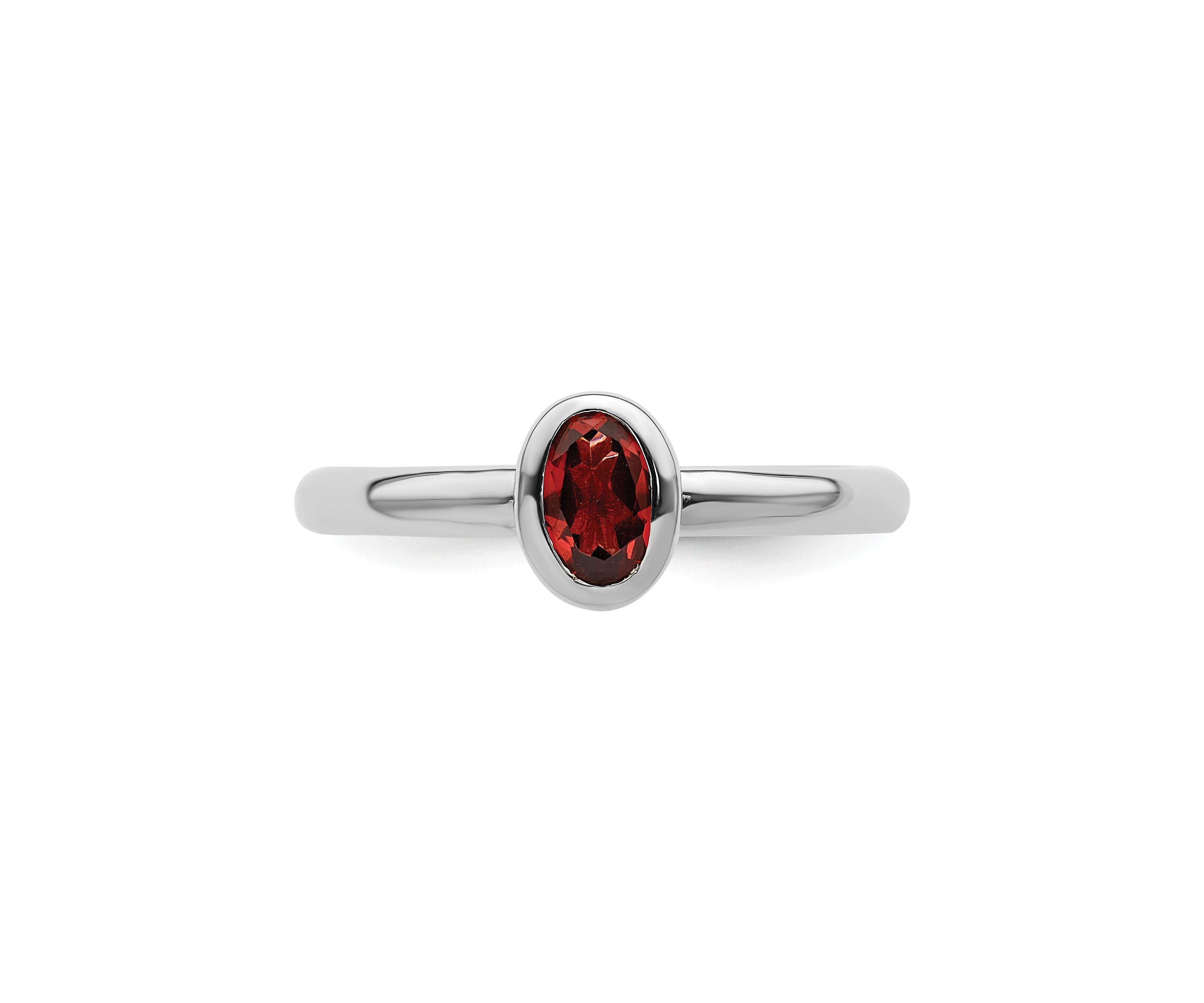 1/2 ct. t.w. Oval Garnet Stackable Expressions Ring in Sterling Silver