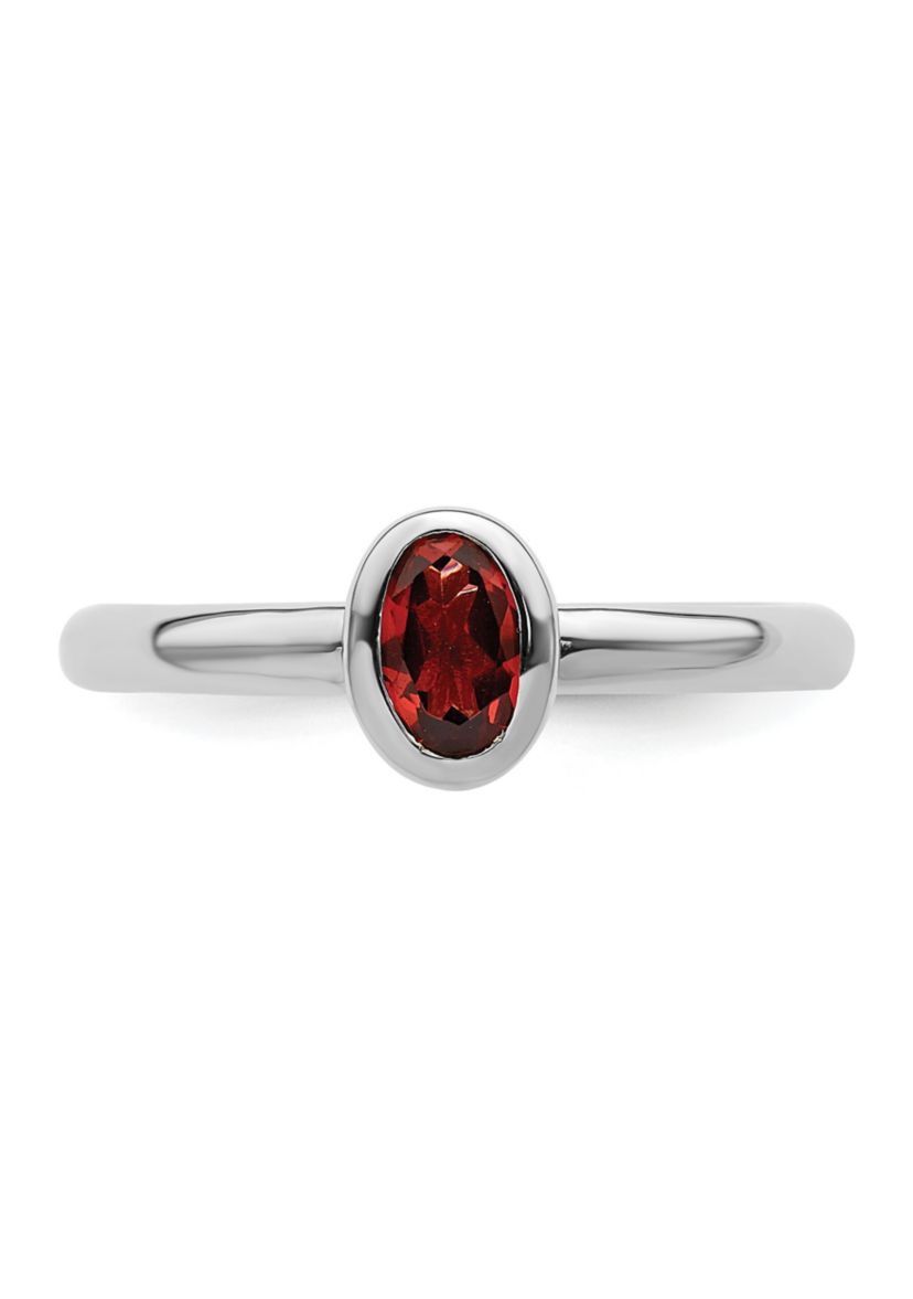 1/2 ct. t.w. Oval Garnet Stackable Expressions Ring in Sterling Silver