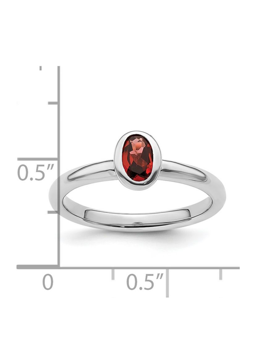 1/2 ct. t.w. Oval Garnet Stackable Expressions Ring in Sterling Silver