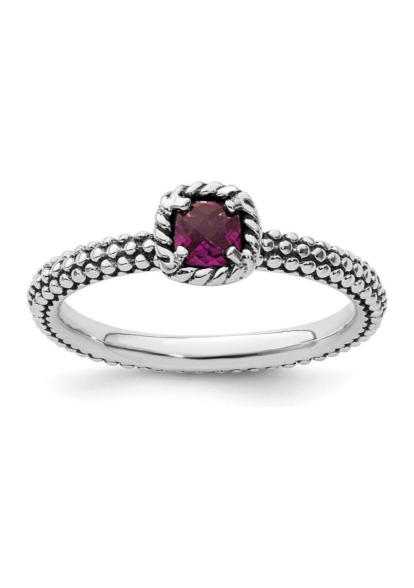 1/5 ct. t.w. Checker-cut Rhodolite Garnet Stackable Expressions Ring in Sterling Silver