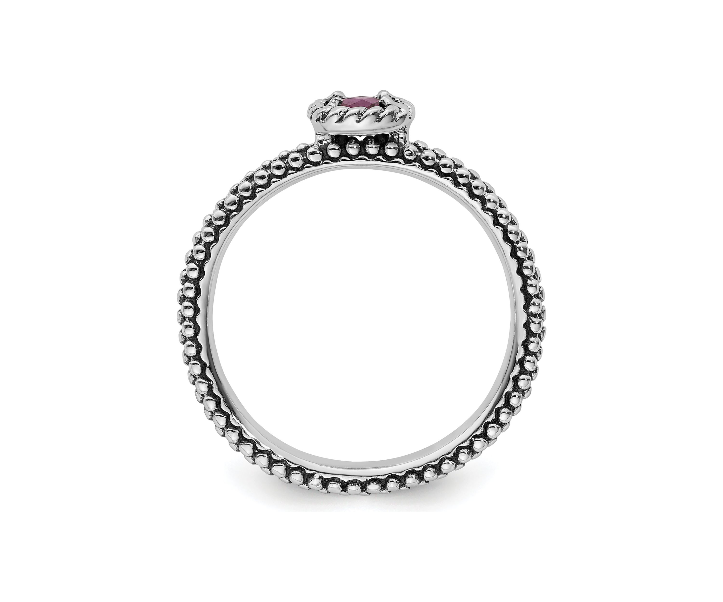 1/5 ct. t.w. Checker-cut Rhodolite Garnet Stackable Expressions Ring in Sterling Silver