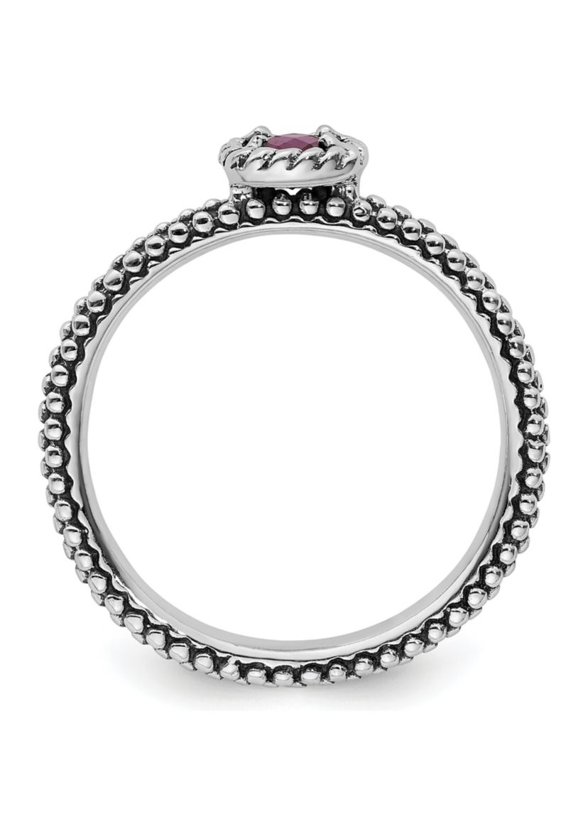 1/5 ct. t.w. Checker-cut Rhodolite Garnet Stackable Expressions Ring in Sterling Silver