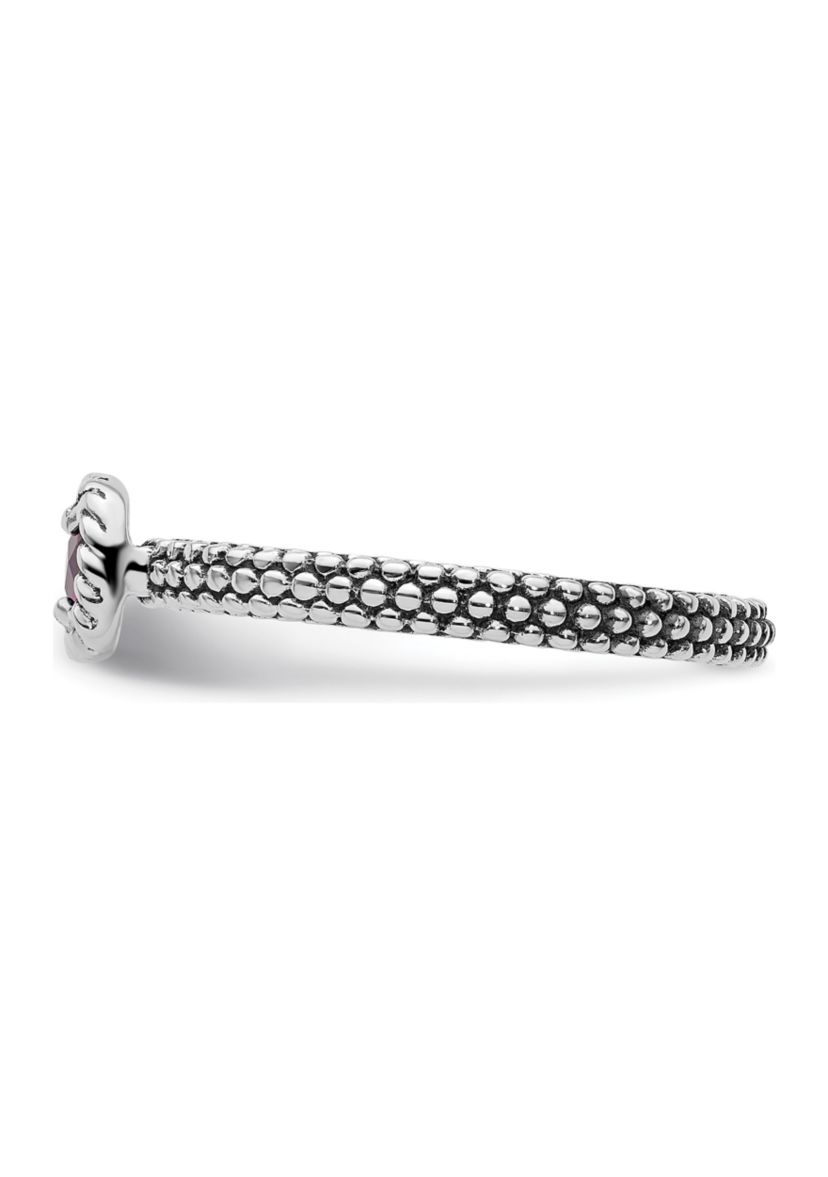 1/5 ct. t.w. Checker-cut Rhodolite Garnet Stackable Expressions Ring in Sterling Silver
