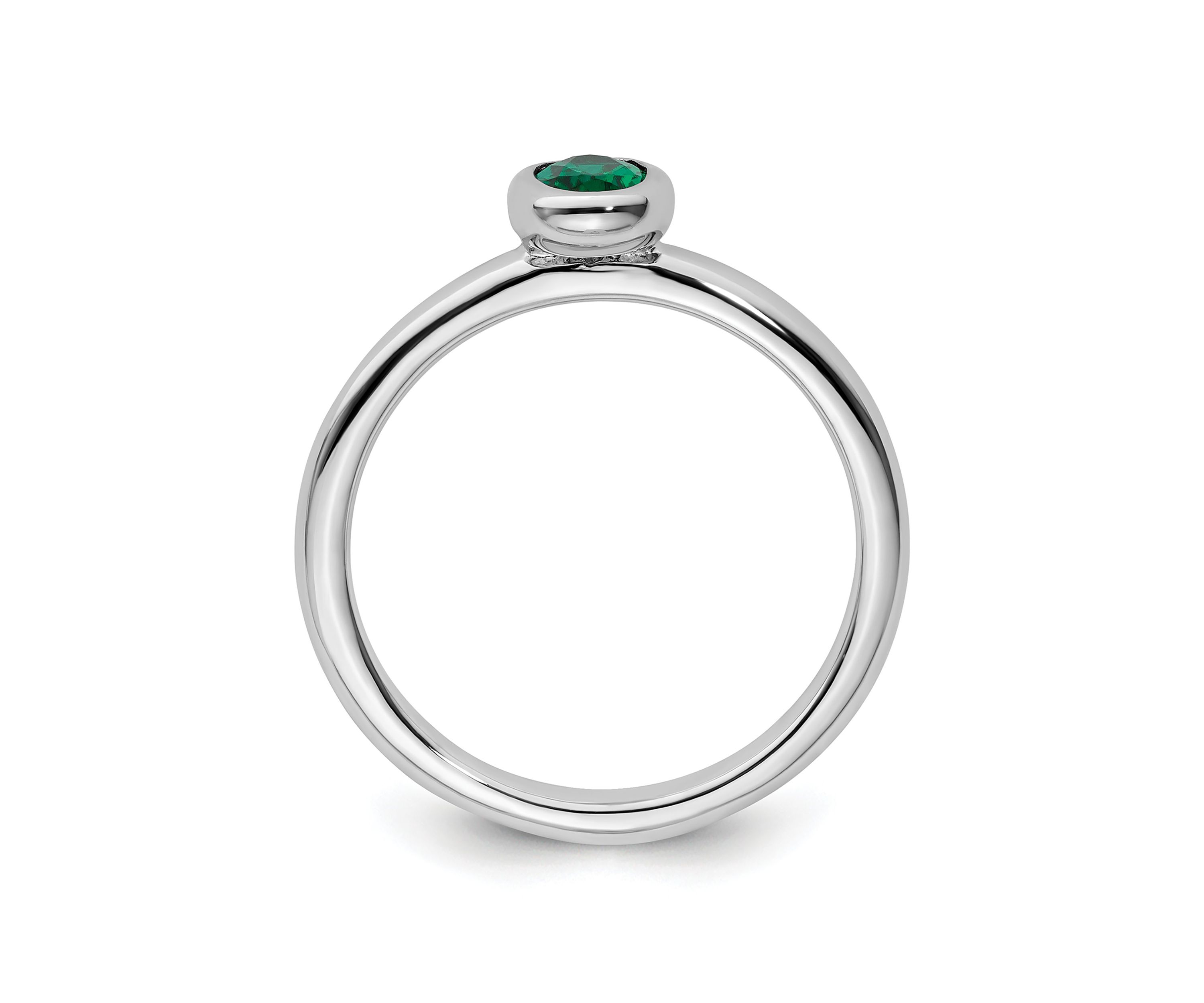 Lab Created 3/8 ct. t.w. Oval Created Emerald Stackable Expressions Ring in Sterling Silver
