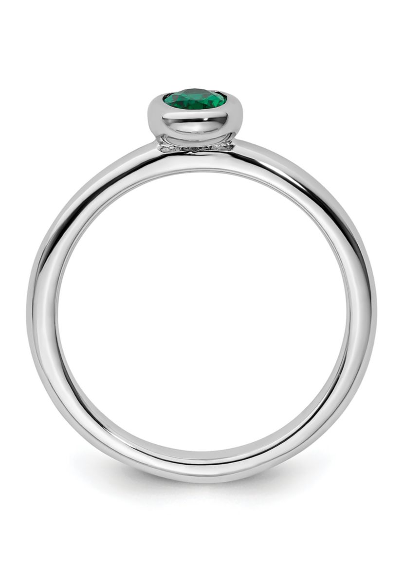 Lab Created 3/8 ct. t.w. Oval Created Emerald Stackable Expressions Ring in Sterling Silver