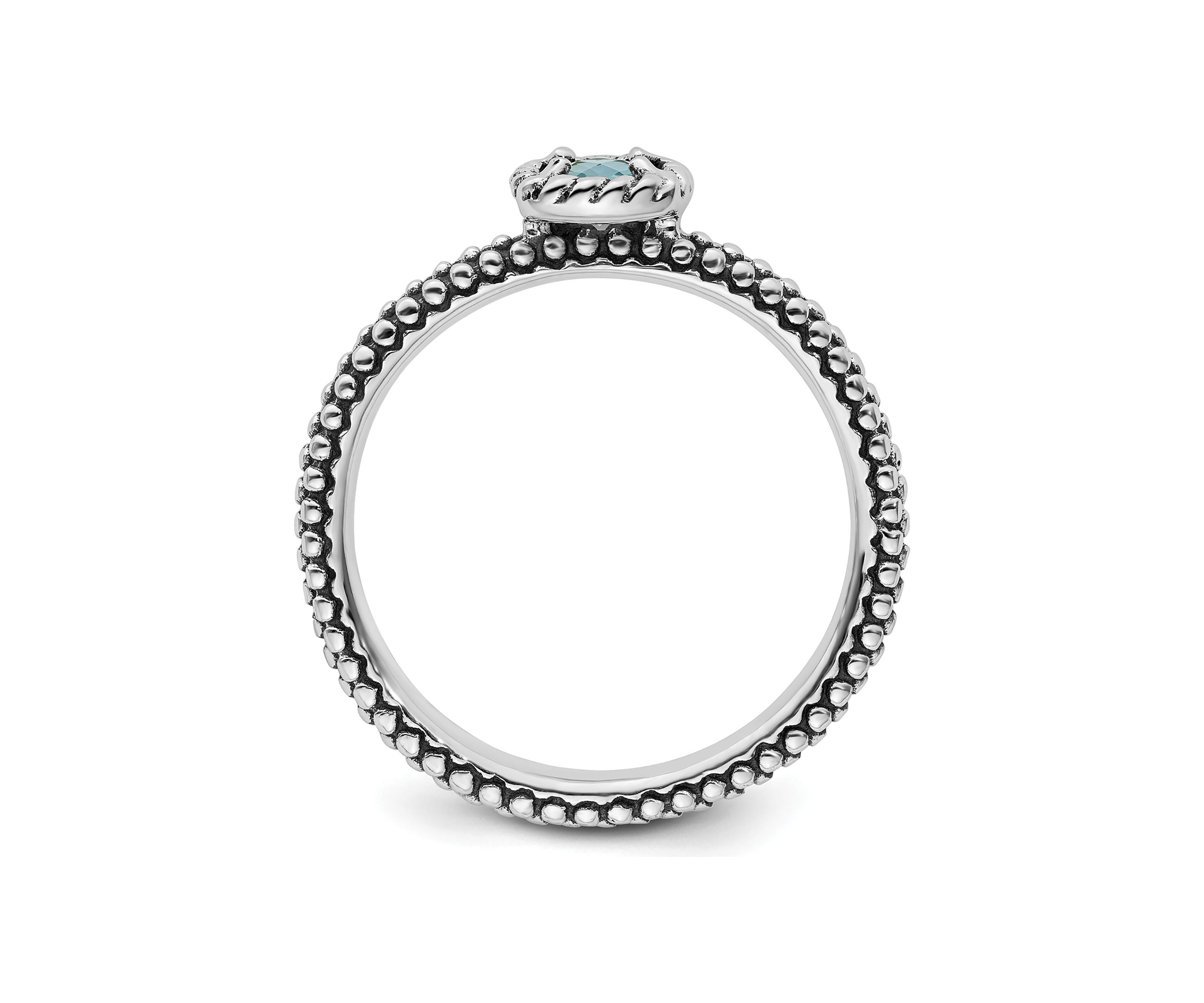 1/4 ct. t.w. Checker-cut Blue Topaz Antiqued Stackable Expressions Ring in Sterling Silver