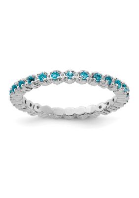 Belk & Co 1/2 ct. t.w. Blue Topaz Stackable Expressions Ring in Sterling Silver, White, 6