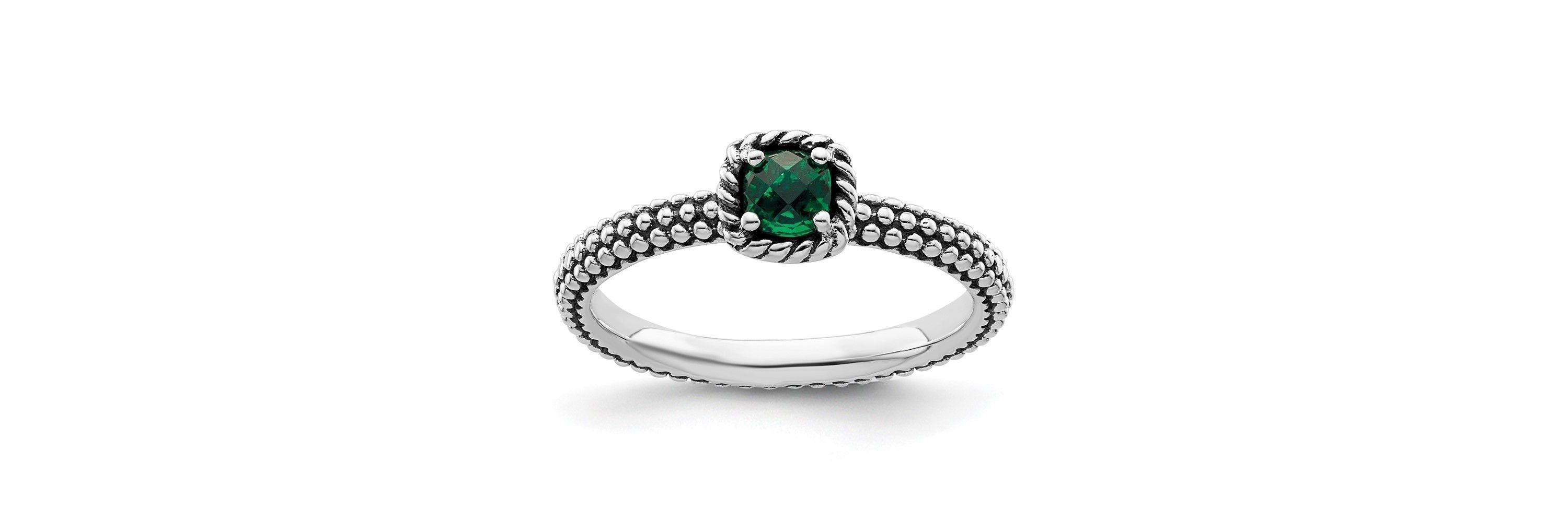 Belk & Co. Lab Created 1/5 ct. t.w. Created Emerald Polished Stackable ...