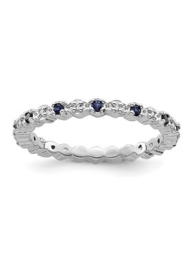 Belk & Co 1/4 ct. t.w. Lab Created Sapphire and 1/10 ct. t.w. Diamond Stackable Expressions Ring in Sterling Silver