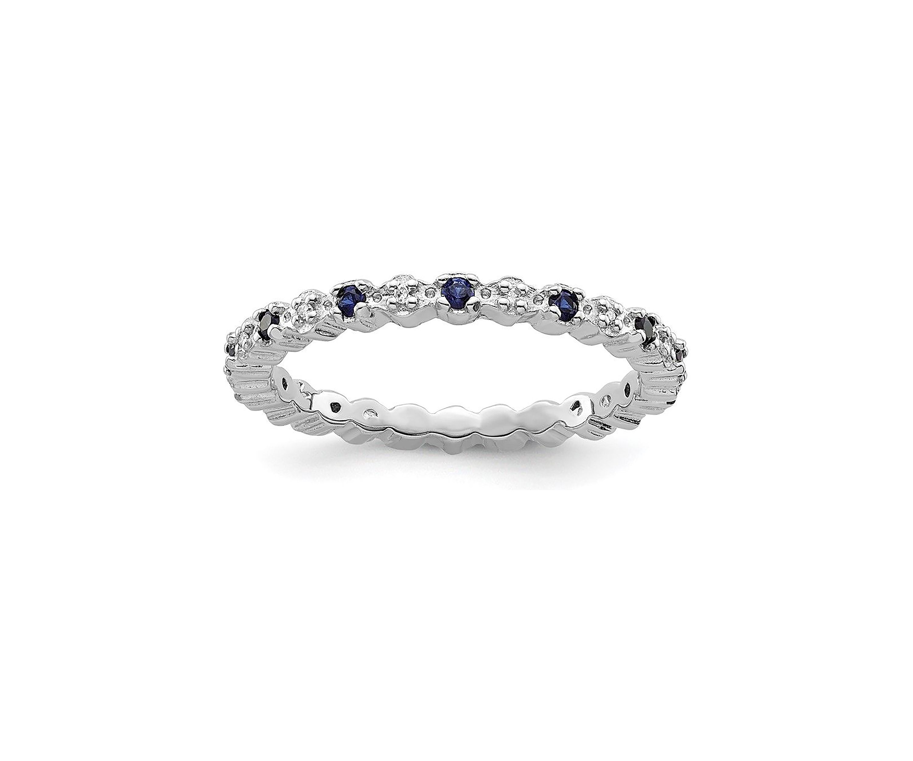 1/4 ct. t.w. Lab Created Sapphire and 1/10 ct. t.w. Diamond Stackable Expressions Ring in Sterling Silver