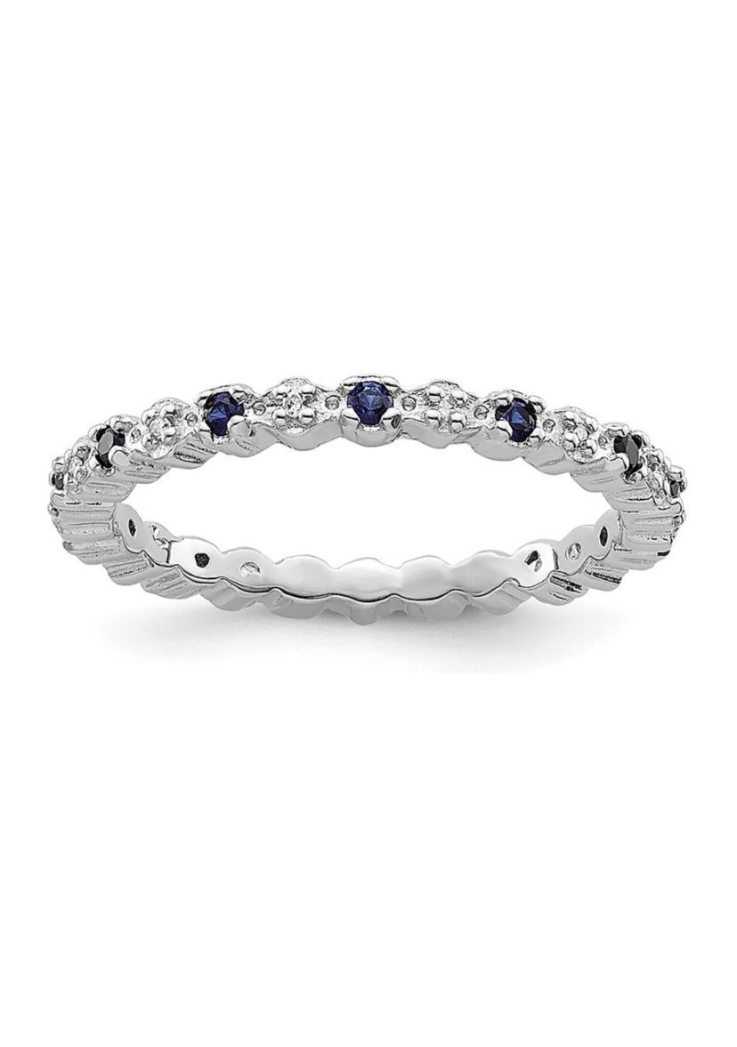1/4 ct. t.w. Lab Created Sapphire and 1/10 ct. t.w. Diamond Stackable Expressions Ring in Sterling Silver