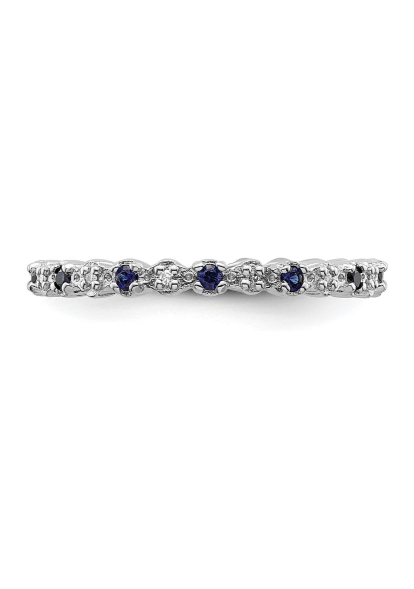 1/4 ct. t.w. Lab Created Sapphire and 1/10 ct. t.w. Diamond Stackable Expressions Ring in Sterling Silver