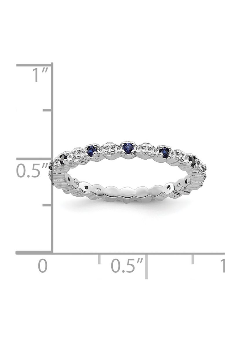 1/4 ct. t.w. Lab Created Sapphire and 1/10 ct. t.w. Diamond Stackable Expressions Ring in Sterling Silver