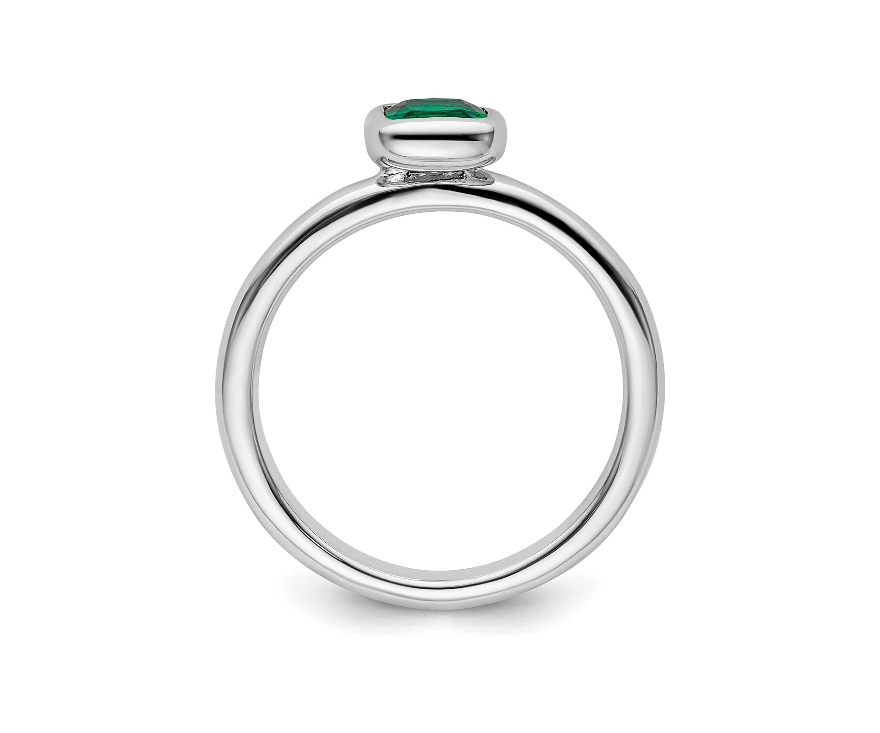 Lab Created 1/2 ct. t.w. Cushion-cut Created Emerald Stackable Expressions Ring in Sterling Silver