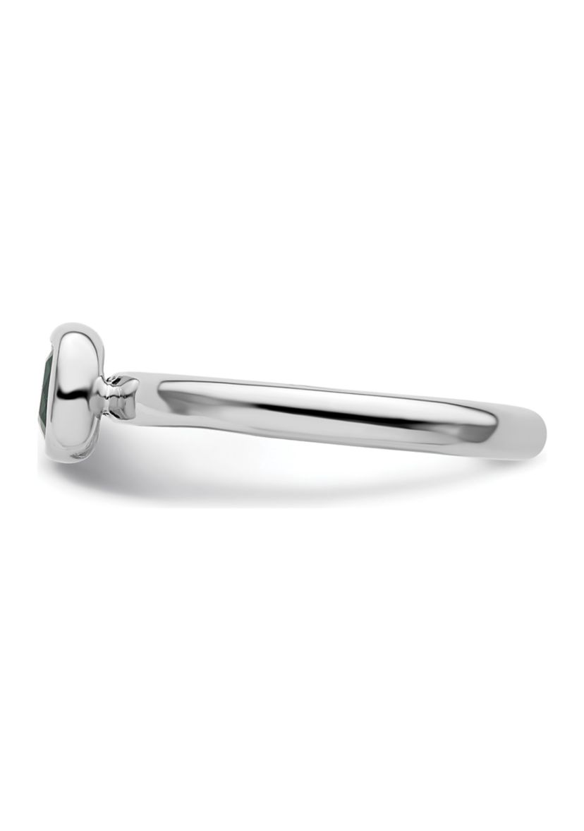 Lab Created 1/2 ct. t.w. Cushion-cut Created Emerald Stackable Expressions Ring in Sterling Silver