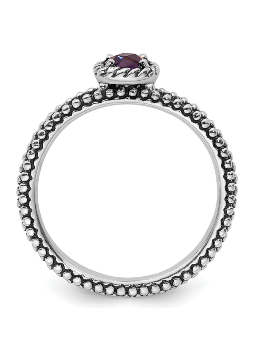 1/3 ct. t.w. Checker-cut Amethyst Antiqued Stackable Expressions Ring in Sterling Silver