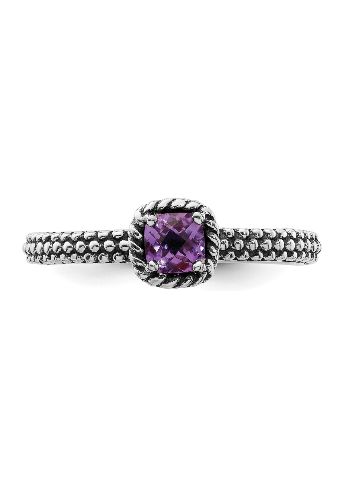 Belk & Co. 1/3 ct. t.w. Checker-cut Amethyst Antiqued Stackable ...