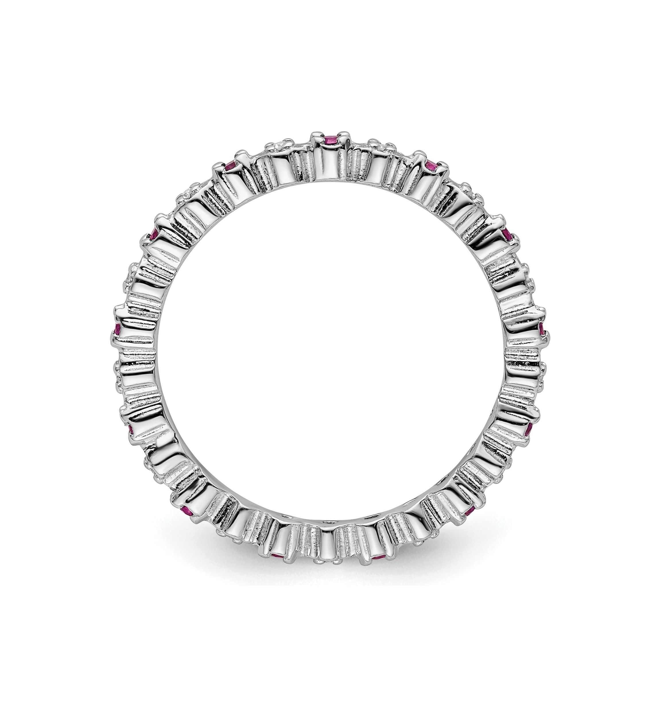 Lab Created 1/4 ct. t.w. Created Ruby and 0.04 ct. t.w. Diamond Stackable Expressions Ring in Sterling Silver