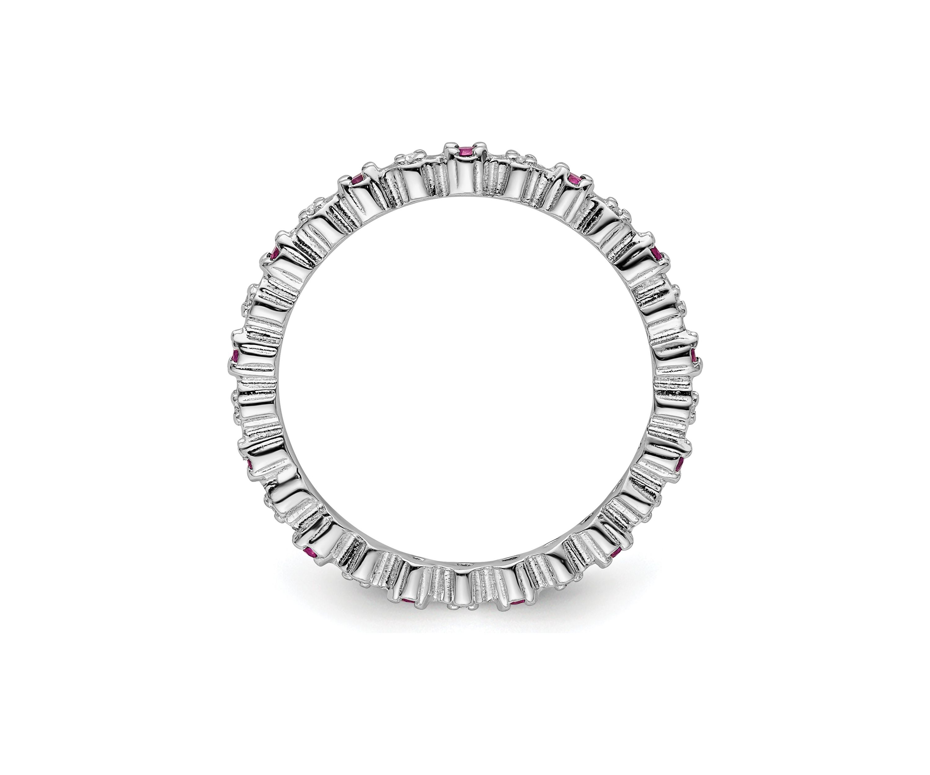 Lab Created 1/4 ct. t.w. Created Ruby and 0.04 ct. t.w. Diamond Stackable Expressions Ring in Sterling Silver